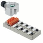 WEIDMULLER - Ripartitore passivo sensore-attuatore (senza cavo), Versione calotta con uscita M20, M12, 30 V, Codificato A, LED: Sì, LED sensore: Sì, Tipo di cablag