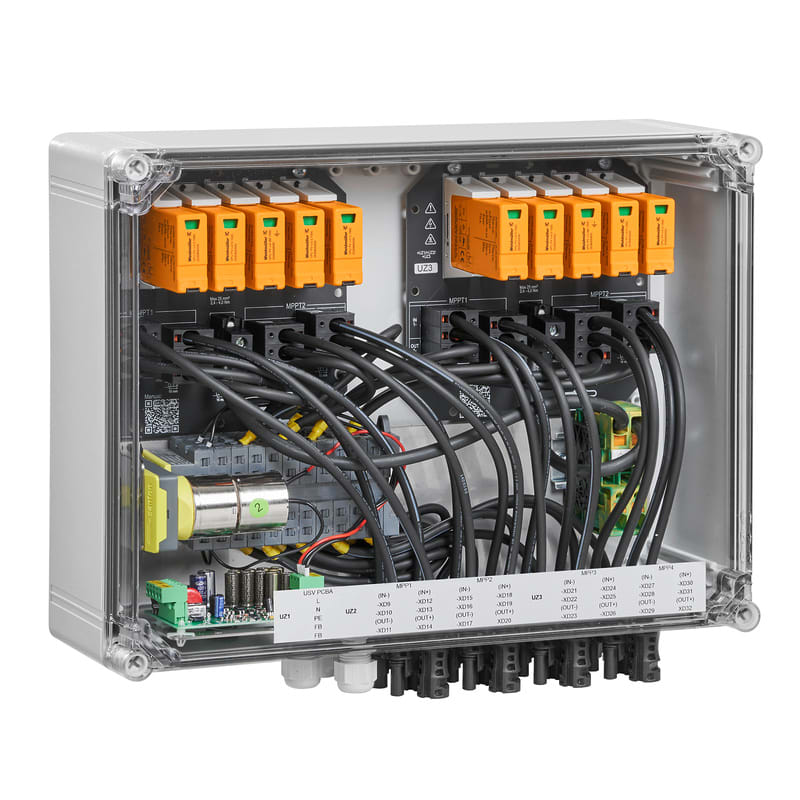 WEIDMULLER - Quadro di stringa (Fotovoltaico), PV Next, 1100 V, 4 MPP, 2 ingressi / 1 uscita per MPP, Protezione contro le sovratensioni I / II, Disconnessione a d